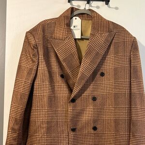 PARAGON Tan and Brown Checkered Blazer